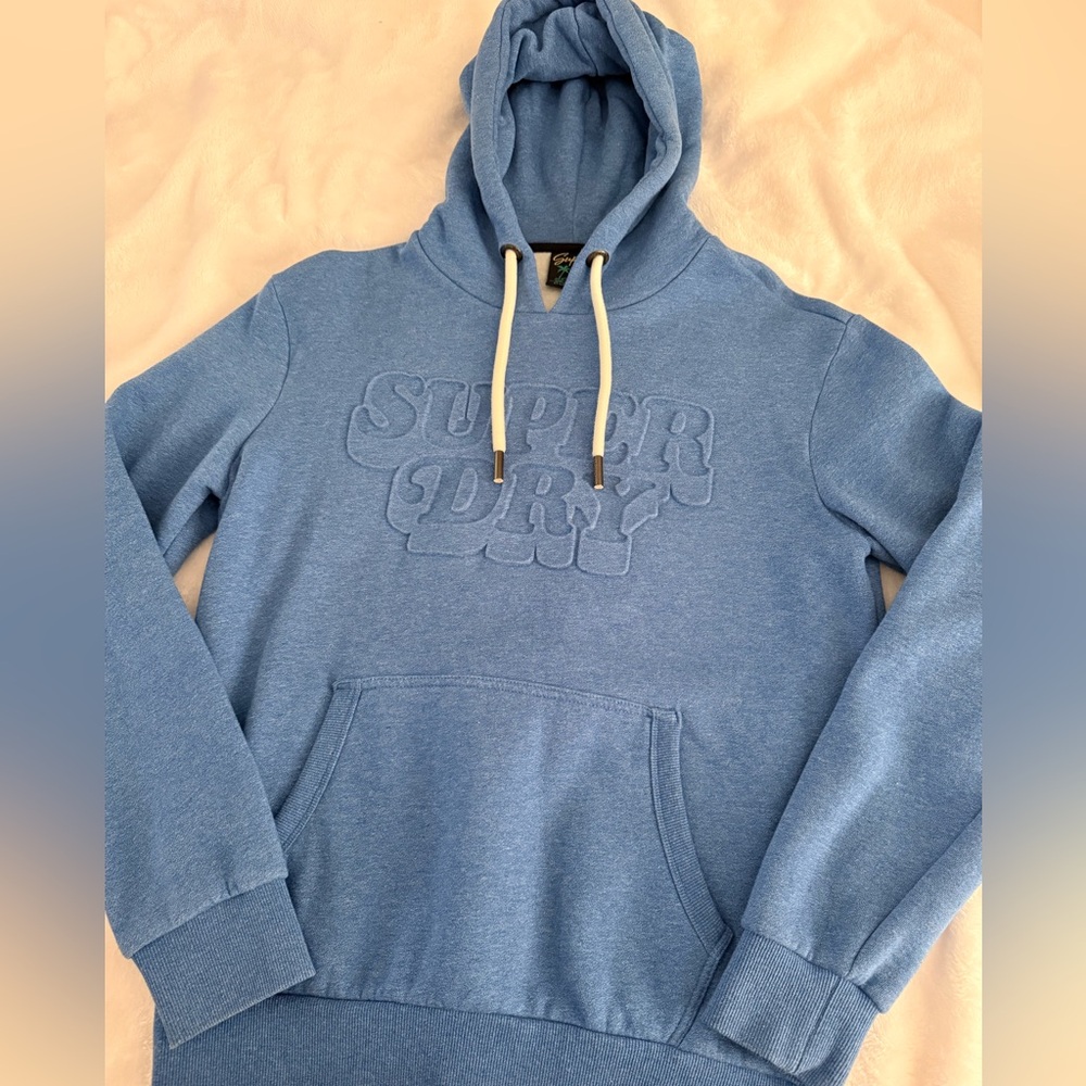 Superdry Men's Light Blue Hoodie Sweater - Sz Small - Picture 2 of 6